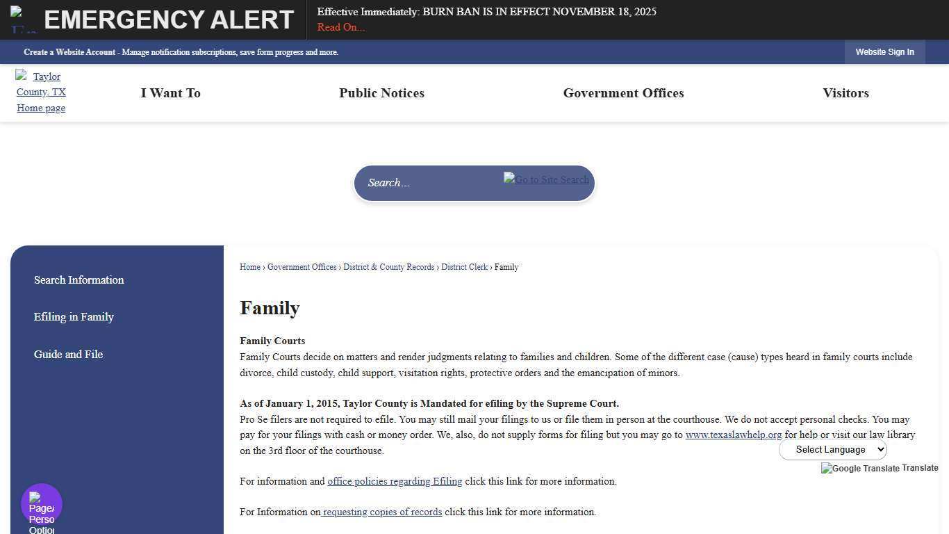 Family | Taylor County, TX - Official Website